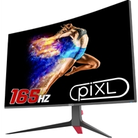 piXL CM32GF5 32 Inch Curved Gaming Monitor, 144Hz/ 165Hz, 1ms Response Time, Frameless, Freesync, G-Sync, 1920 x 1080 Full HD, DisplayPort, HDMI, VESA Mount, Internal PSU, Black Finish