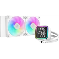 DeepCool LD 240 AIO Liquid CPU Cooler, White, Universal Socket, 240mm Radiator, PWM 2400RPM Cooling Fans, Addressable RGB LED Lighting, Fully Customizable Infinity Mirror Cap Design, Digital Display,