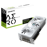 Gigabyte NVIDIA GeForce RTX 5070 Ti AERO OC 16G Graphics Card, 16GB GDDR7, 8960 CUDA Cores, 2588 MHz Core Clock, Triple Fan, White, RGB, 3x DisplayPorts / 1x HDMI Port