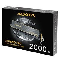Adata Legend 860 (SLEG-860-2000GCS) 2TB NVMe SSD, PCIe Gen4, M.2 Interface, 2280, Read 6000 MB/s, Write 5000 MB/s, Heatsink 5 Year Warranty