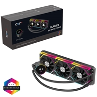 CiT Pro Glacier 360mm Black ARGB Watercooler with Temperature Display - High-Performance AIO CPU Cooling with Infinity PWM Fans & Sync Lighting.