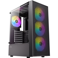 Antec AX27 RGB Elite Mid-Tower Gaming PC Case with Tempered Glass, Full Mesh Front Panel, 4 Pre-installed 120mm Fixed-RGB Fans, ATX/Micro-ATX/ITX Compatible, Black