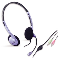 Genius HS-02B Lightweight Headset with Mic, 3.5mm Connection, Plug and Play, Adjustable Headband and microphone with In-line Volume Control, Black