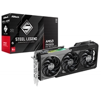 ASRock AMD Radeon RX 9070 XT Steel Legend Dark 16GB GDDR6 Graphics Card, 4096 Streams, 2970MHz Boost Clock, Triple Fan, 3x DisplayPorts / 1x HDMI Port