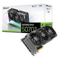 PNY NVIDIA GEFORCE RTX 5070 Ti 16GB, GDDR7 Graphics Card, 8960 CUDA Cores, 2295 MHz Core Clock, Triple Fan, 3x Display Ports / 1x HDMI Port