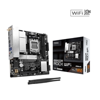 ASRock B850M Rock WiFi AMD AM5 Socket Motherboard, Micro-ATX, 2x DDR5 Slots, 2x M.2 Socket, Fitted I/O Shield, 2.5GbE LAN, Wi-Fi 6E, 1x DisplayPort / 1x HDMI Port