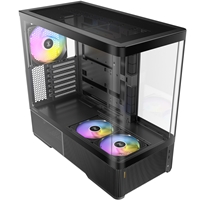 Antec Constellation C6 Air Micro Tower Gaming Case, 1 x USB Type-C / 1 x USB 3.0, Curved Tempered Glass Front and Side Window Panel, Bottom-to-Top Vertical Airflow., 4 x Pre-Installed ARGB LED Fans, Micro-ATX, ITX Compatible