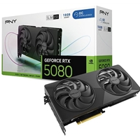 PNY NVIDIA GEFORCE RTX 5080 SLIM OC 16GB GDDR7 Graphics Card, 10752 Cuda Cores, 2295 MHz Core Clock, Dual Fan, 3x DisplayPorts/ 1 x HDMI Port