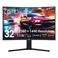 piXL X-Series GS32QIDPHA 32 Inch QHD IPS, Curved (1500R) Gaming Monitor with 180Hz Refresh Rate, 2560 x 1440 Resolution, 1ms Response Time, HDR10+, Adaptive Sync, 2x HDMI 2.0 & 2x DisplayPort 1.4, Height Adjustable