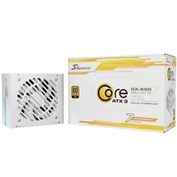 Seasonic CORE GX ATX 3.1  (SRP-CGX651-A5A32SF-W) 650W PSU, 120mm Fan, 80 PLUS Gold, Fully Modular, Individual White Cables with Braided Pattern, 7 Years Warranty - WHITE